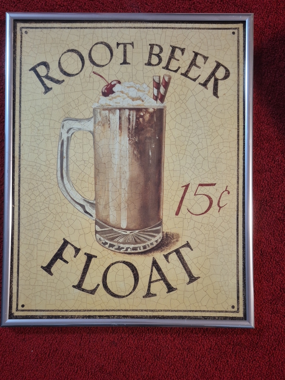 Vintage 1950s Style Root Beer Float Framed Art Print Retro Diner Decor